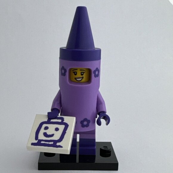 Lego Other - Lego Crayon Girl Minifigure w Base Purple 71023 coltlm2 Lego Movie 2